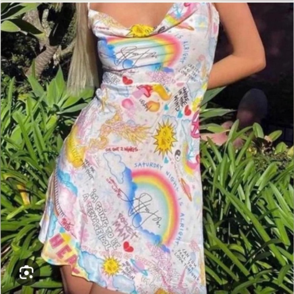 Réalisation Par Elton John Silk Mini Dress